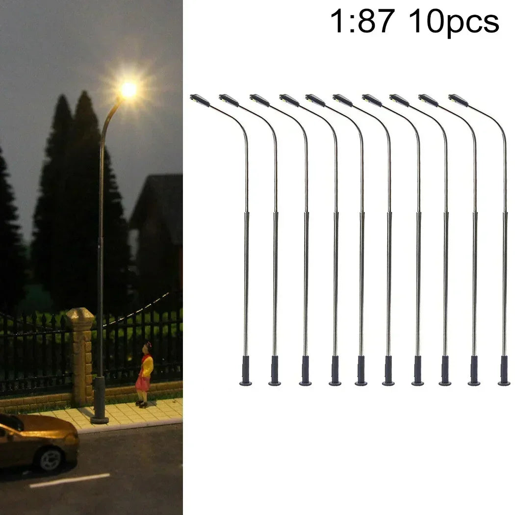 HO Scale Street Lamp Post Warm White 1:87 Model Railway Lighting | 10 Pack Diorama Accessory