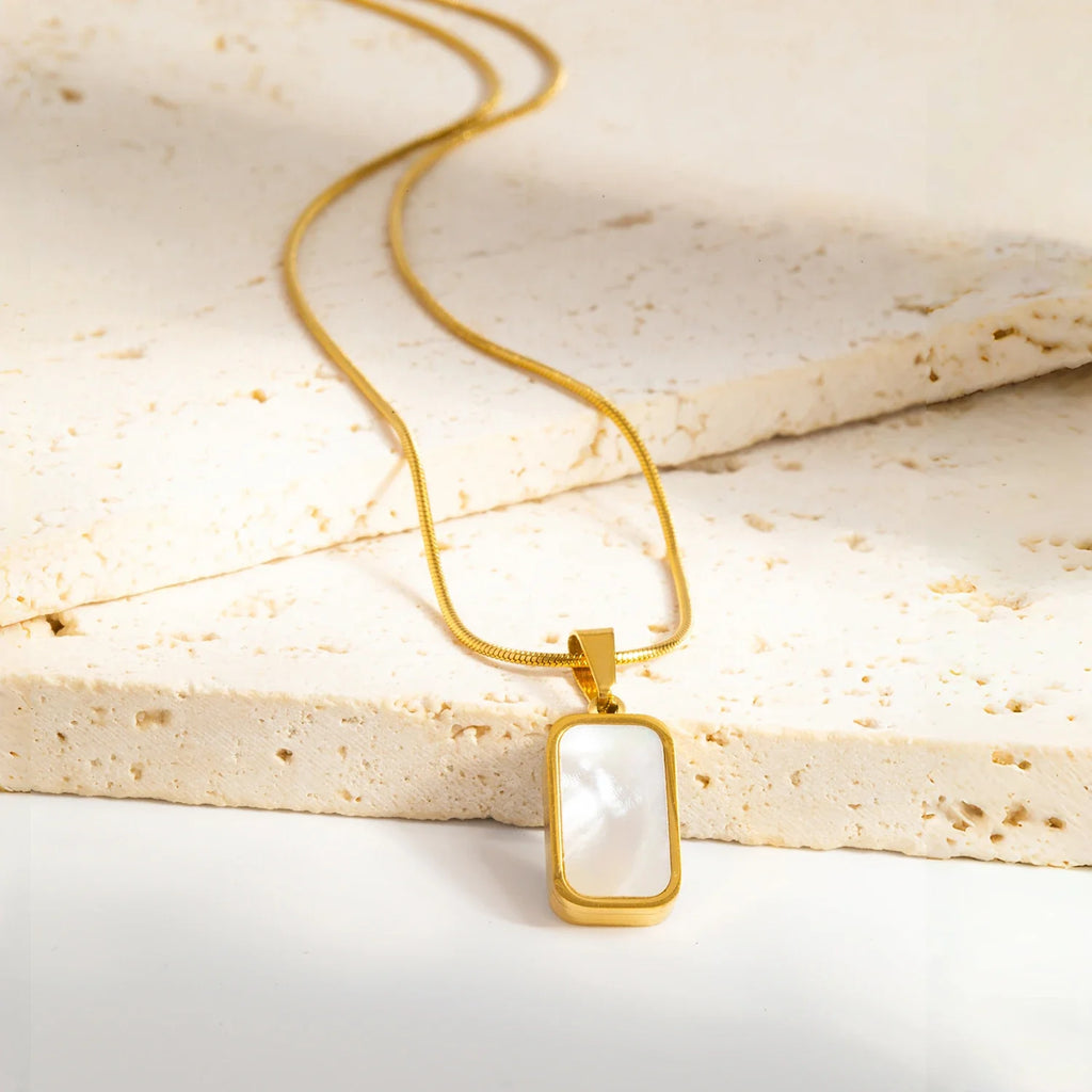 Double Sided Square Pendant Necklace | 18K Gold Plated Stainless Steel Jewelry