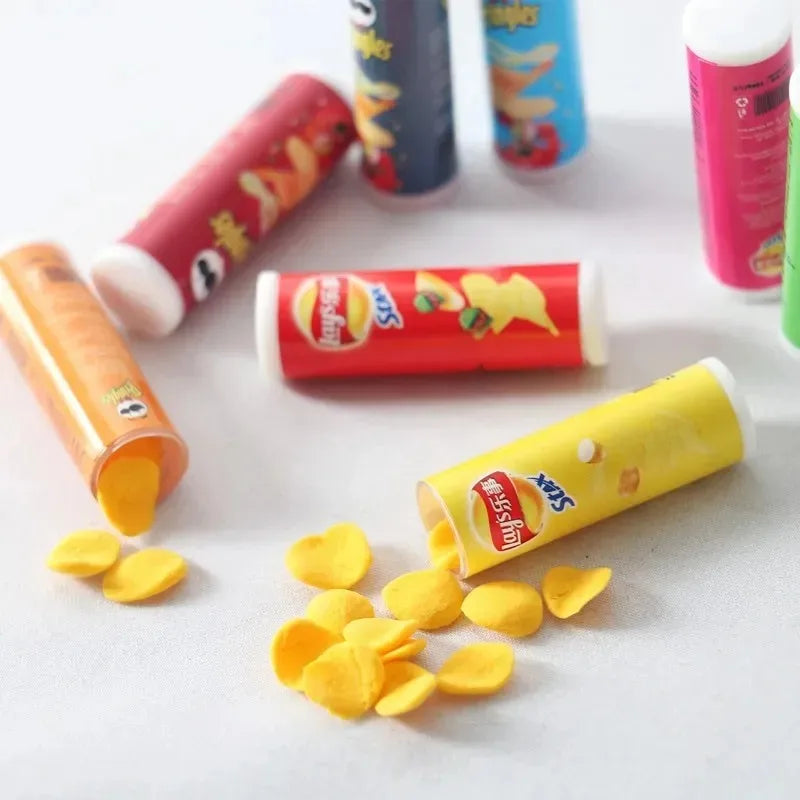 Miniature Dollhouse Snack Food | 4pcs 1/6 Scale Potato Chips for Doll Kitchen Pretend Play