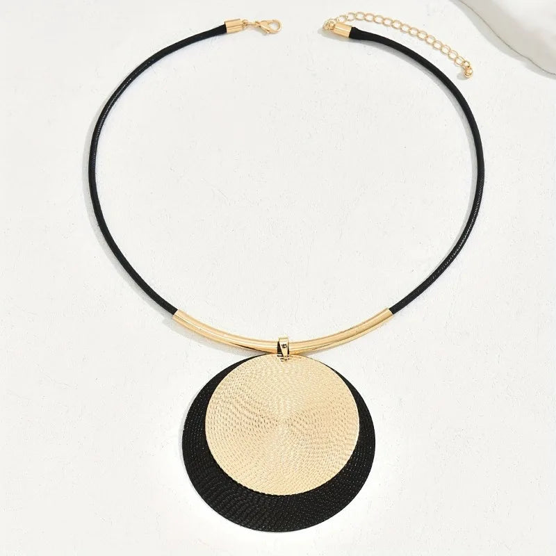 Creative Vintage Round Pendant Necklace | Exaggerated Punk Style Jewelry