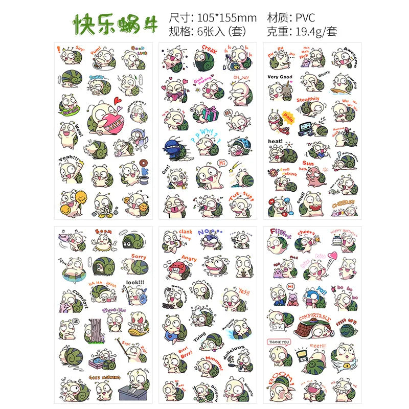 6Pcs Waterproof Cartoon Sticker Set | Cute DIY Decals for Laptops, Phones, and Planners