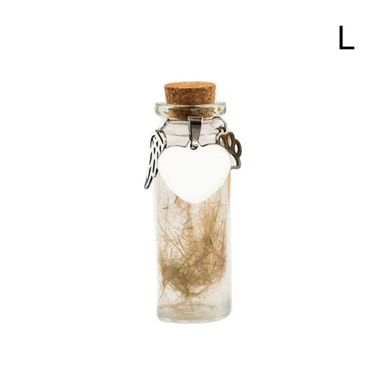 Pet Memorial Bottle for Dog or Cat Fur | Glass Keepsake Urn with Silver Charms