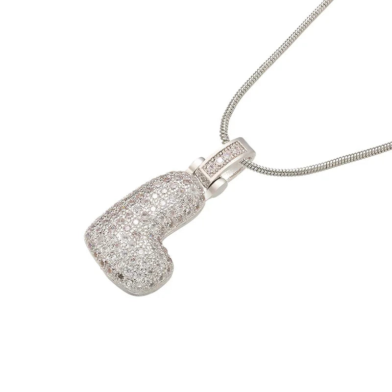 Silver Bubble Initial Letter Necklace | Customizable 26 Letters Pendant Jewelry for Women