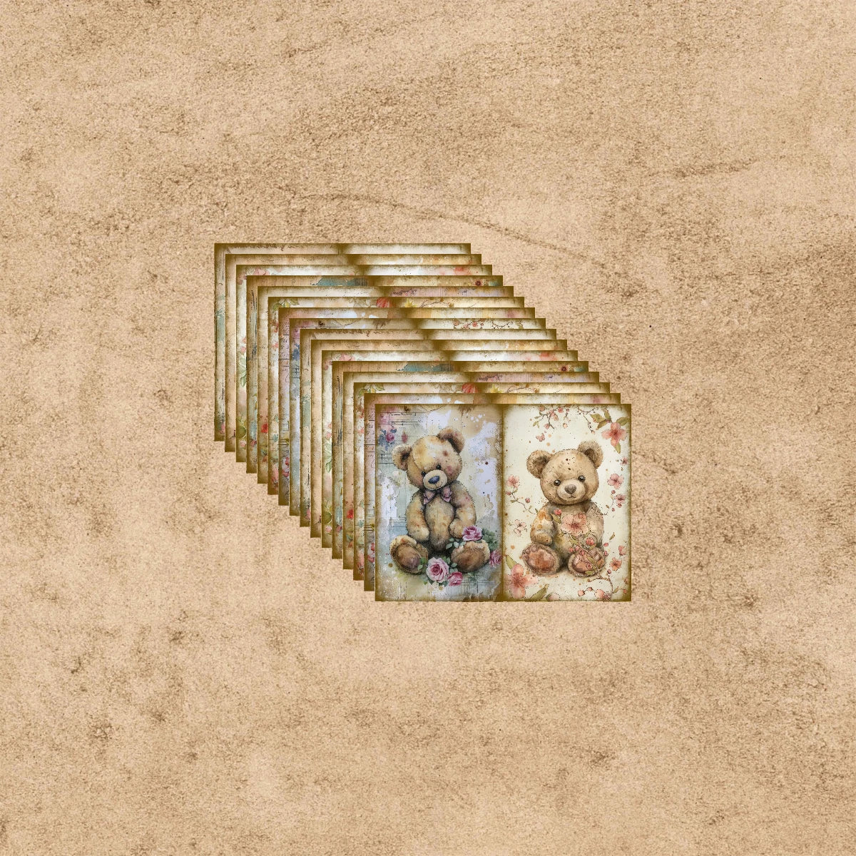 16 Sheets A5 Lace Cute Bear Background Vintage Grunge Paper | Journal Planning Scrapbooking