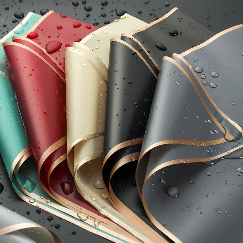 Golden Border Rose Wrapping Paper 5 Pack | Half Transparent Korean Style Gift Packing
