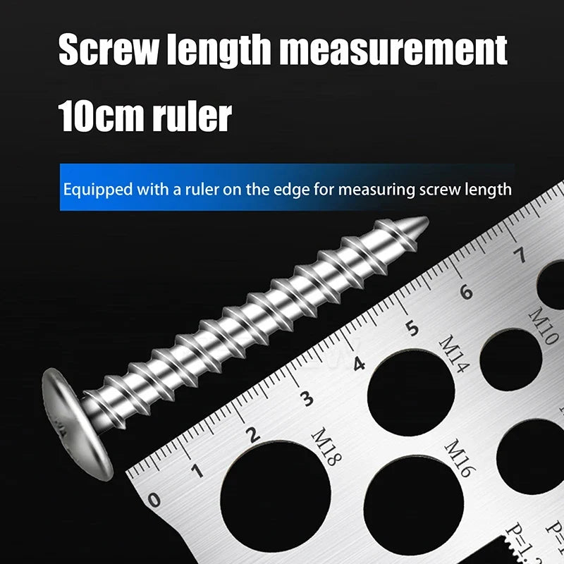 Thread Pitch Gauge Measurement Ruler | Space Saving Screw Measuring Tool