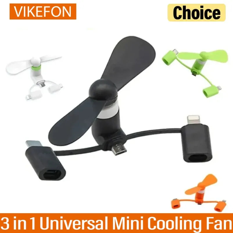 USB Phone Cooler | 3 in 1 Mini Fan for iPhone and Samsung