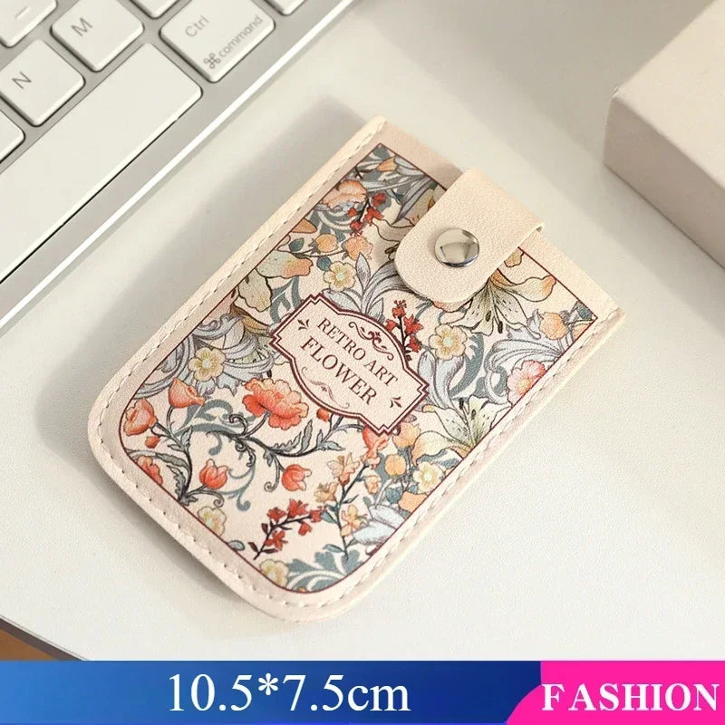 Creative 5 Card Pocket PU Leather Mini Wallet with RFID Blocking and Floral Print | Slim ID Card Holder