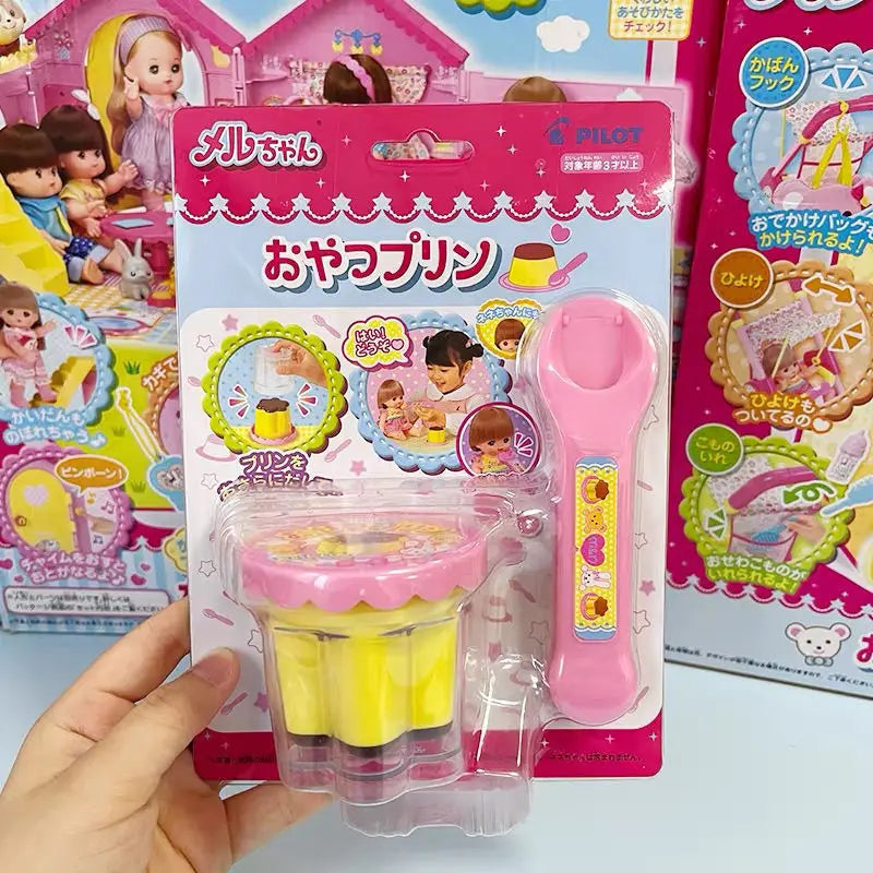 Feeding Pudding Set | Cute Pink Jelly Strawberry Desktop Ornament Toy