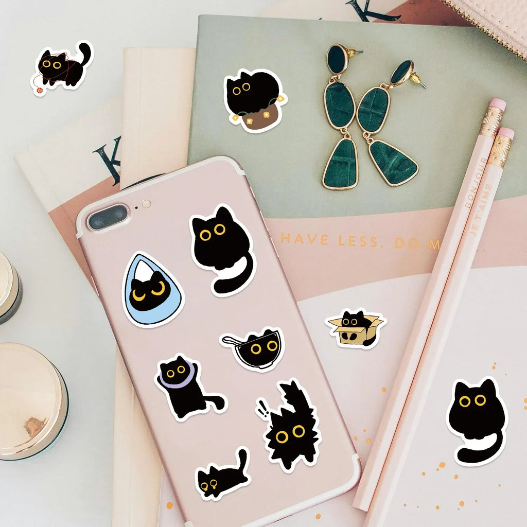 100-500Pcs Cartoon Cat Sticker Roll Set | DIY Decorative Stickers for Party, Phone, Guitar, and Stationery