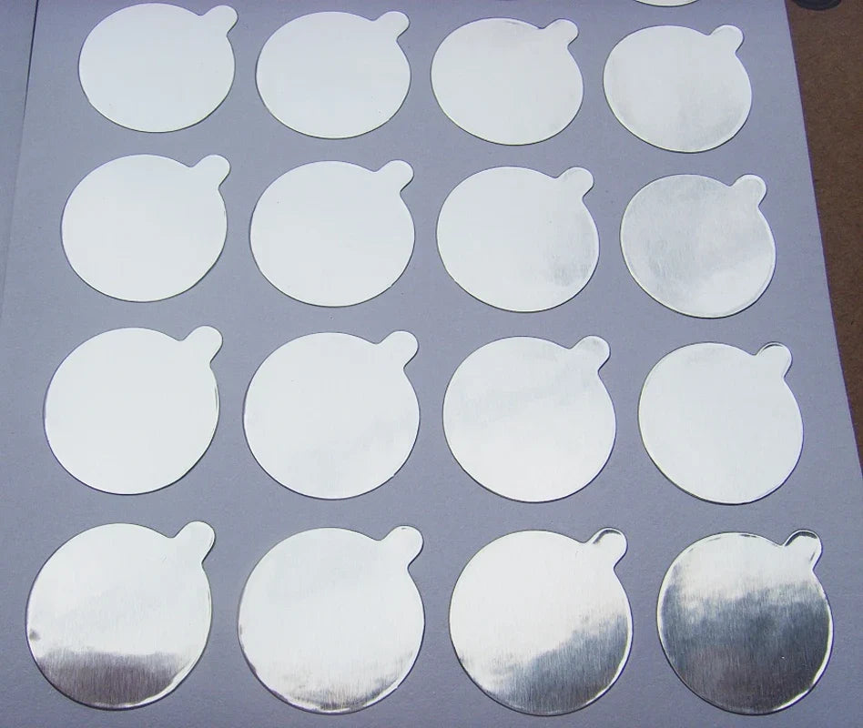 Universal Metallic Silver Aluminum Foil Seal Stickers | Tamper-Proof Bottle Seals