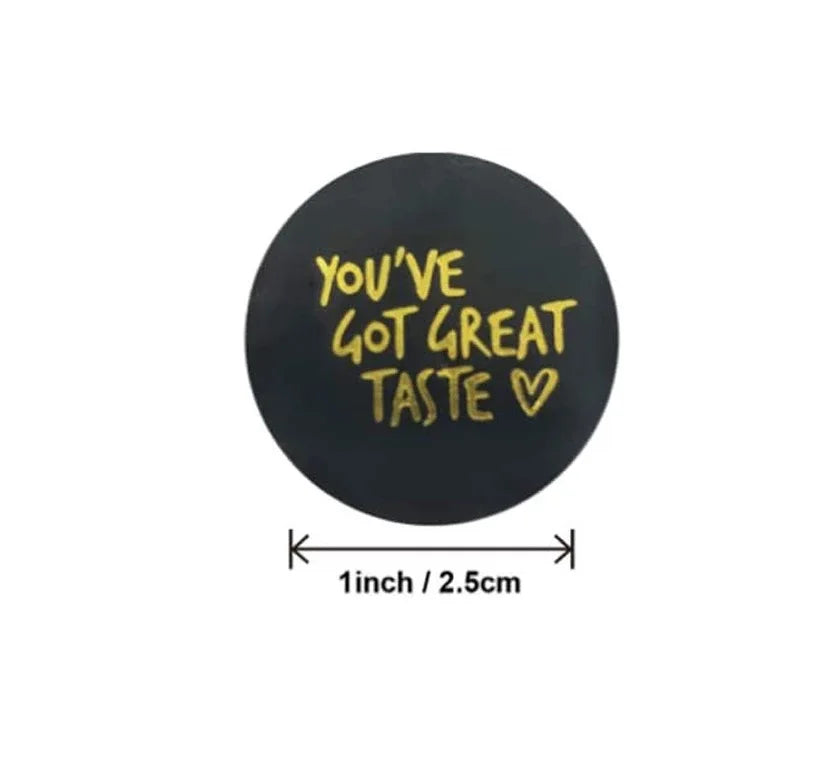 500pcs Pink Black You've Got Great Taste Stickers Gold Foil Business Thank You Stickers | Shipping Labels Handmade Gift Sealing