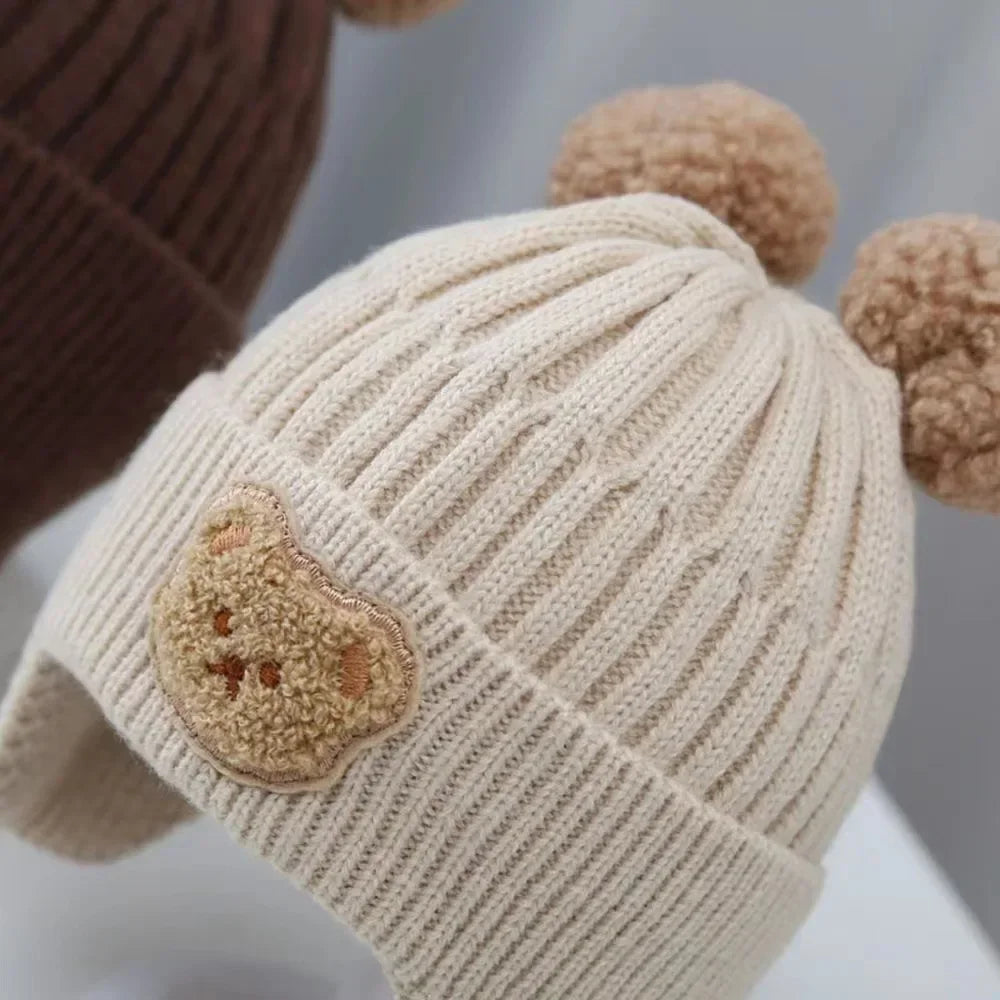 Baby Bear Ear Protection Hat | Winter Thickened Warm Knitted Hat for Children