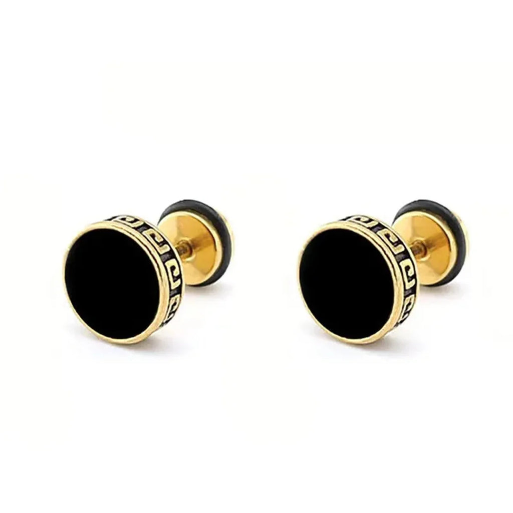 2pcs 316L Stainless Steel Vintage Flat Back Stud Earrings | Unisex Screw Back Cartilage and Tragus Piercing Jewelry
