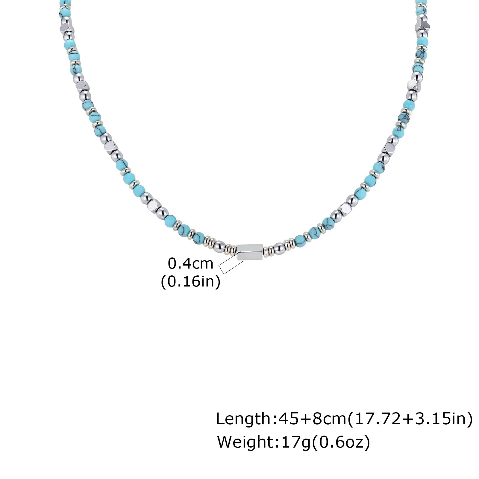 Vnox Stainless Steel Natural Stone Beaded Necklace | Trendy Adjustable Choker for Men Women