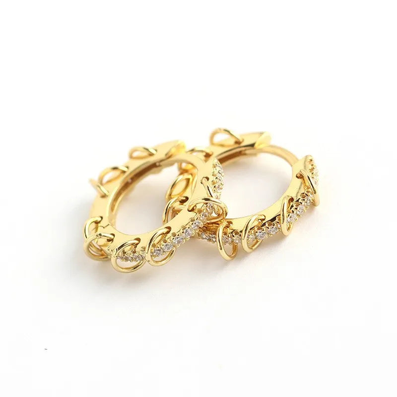 ANENJERY CZ Zircon Circle Hoop Earrings | Punk Trendy Fashion Jewelry