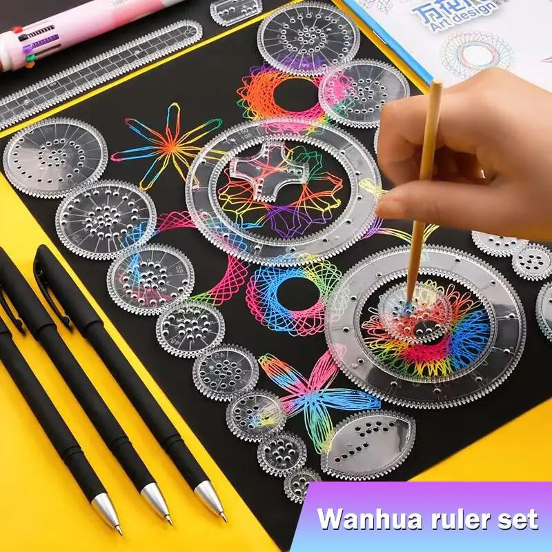 22-Piece Geometric Drawing Tool Set | Math Spirograph Ruler for Creative Art Projects
