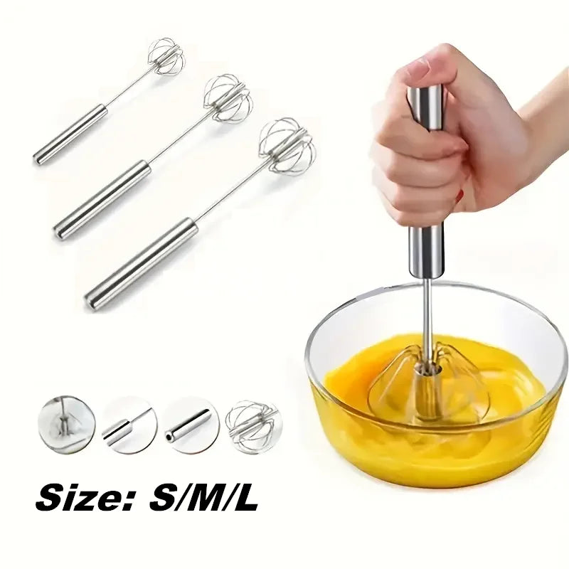 Semi-Automatic Egg Beater | 304 Stainless Steel Manual Hand Mixer
