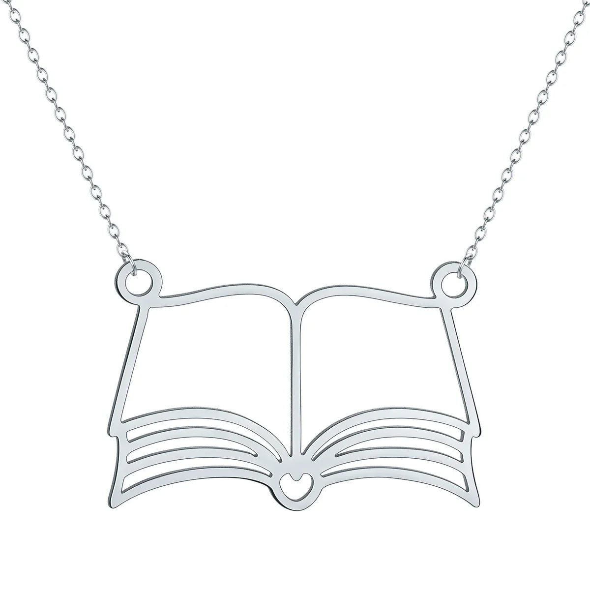 Book Lover Pendant Necklace | Stainless Steel Reading Jewelry for Women