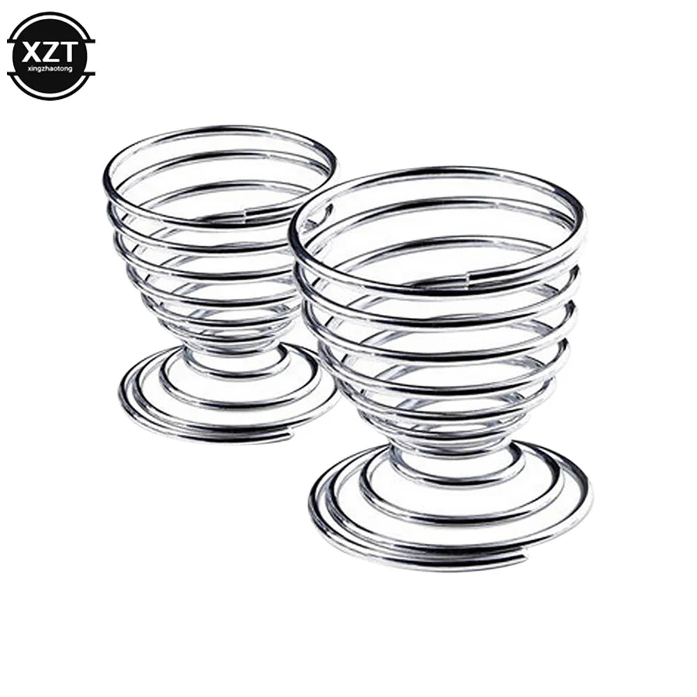 2PCS Spiral Egg Holder for Hard Boiled Eggs | Stainless Steel Egg Cup Kitchen Gadget