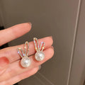 Gold Tone Irregular Pearl Stud Earrings | Retro Fashion Jewelry for Women