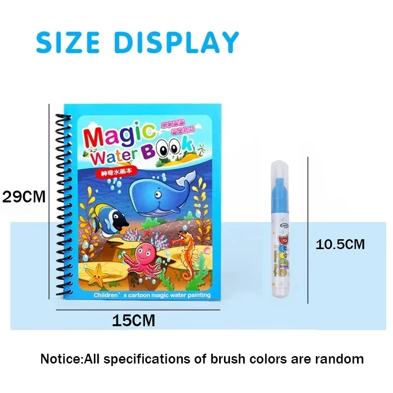 Magic Water Drawing Book | Reusable Coloring Pad with Pen for Kids Gift