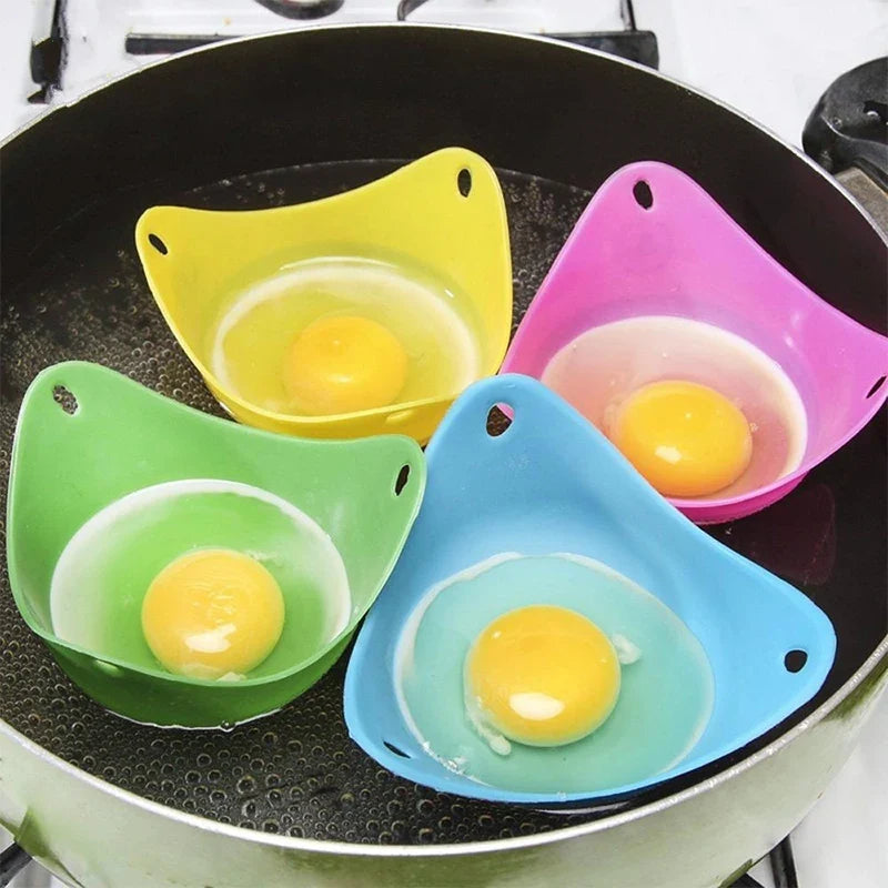 4pcs Silicone Egg Poacher Cups | Non-Stick Egg Boiler Mold for Microwave, Air Fryer, and Stovetop