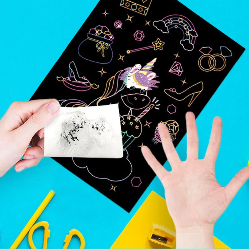 Magic Rainbow Scratch Art Painting Paper Kit | Kids DIY Educational Toy