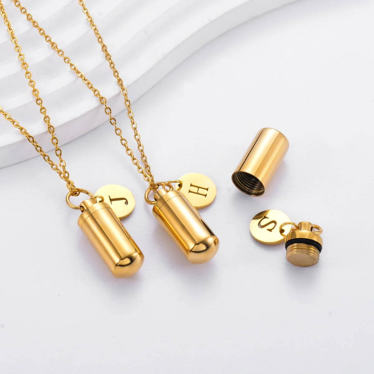 Cremation Jewelry Urn Necklace with Initial Letter Charm | Stainless Steel Memorial Pendant for Ashes