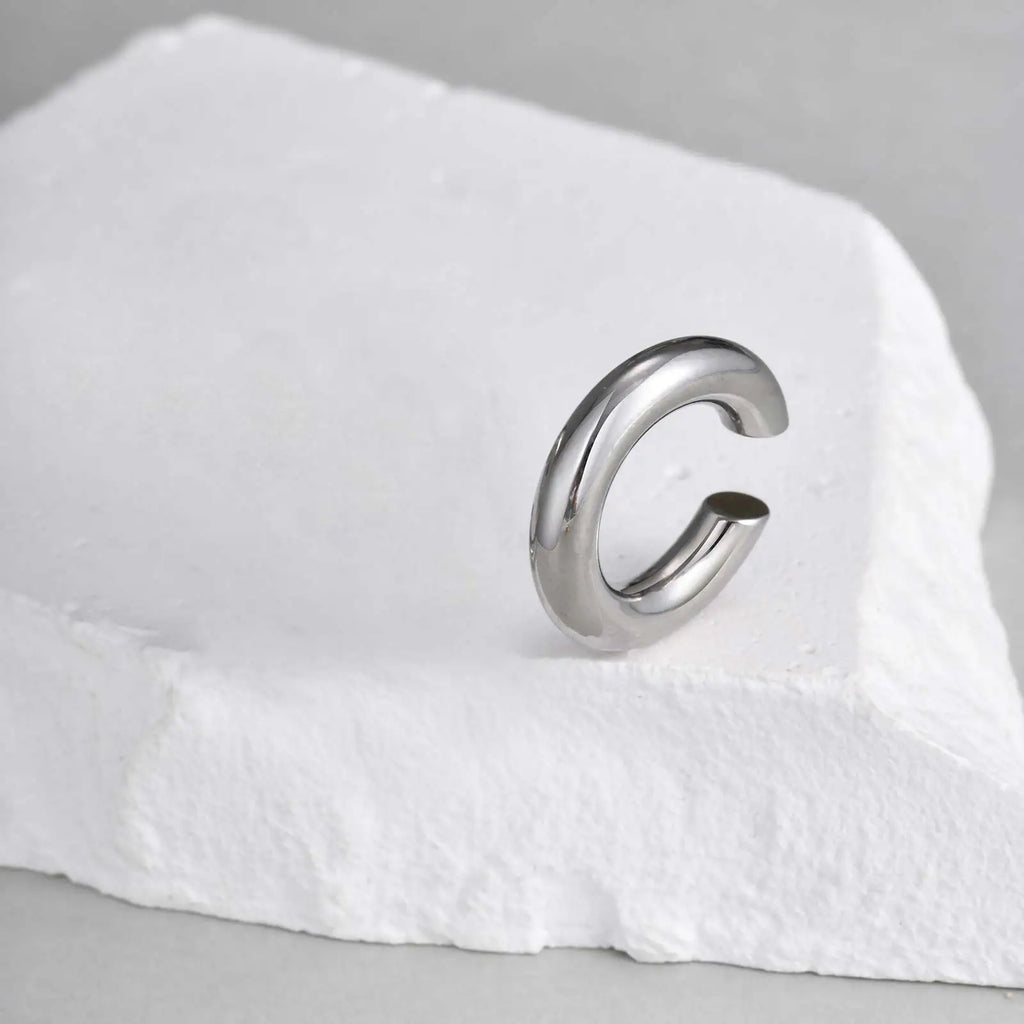 Stainless Steel C-Shaped Ear Clip | Punk Fake Piercing Ear Cuff for Women