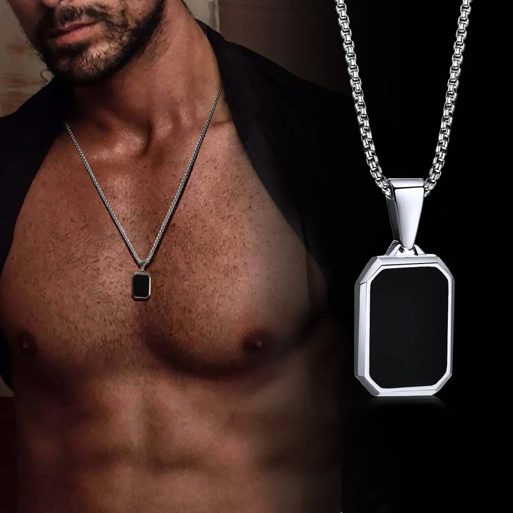 Small Dog Tag Pendant Necklace | Military Style Stainless Steel Gift for Men