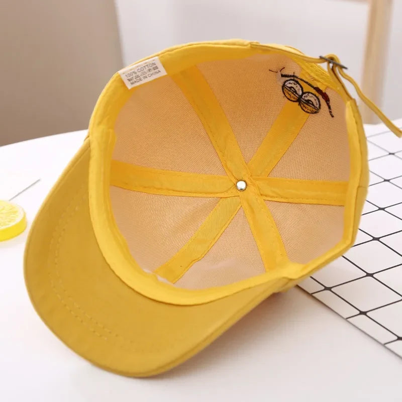 Girls Boys Adjustable Baseball Cap | Kids Sun Hat with M Letter Embroidery