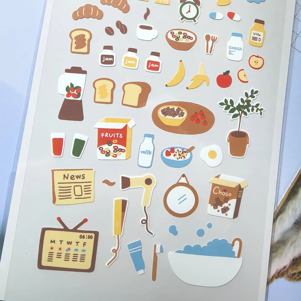 Korean Import Breakfast Stickers Set | Scrapbooking and Journaling Decor