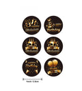 100-500pcs Black Gold Happy Birthday Stickers | Round Party Stickers for Gift Bags and Cards