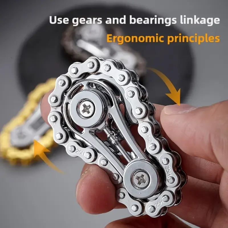 Chain Tooth Mechanical Flywheel Fidget Spinner | Metal Bike Chain EDC Stress Relief Toy