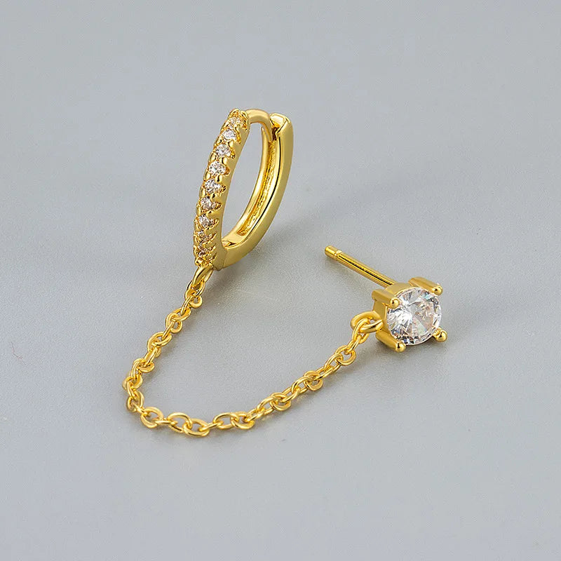 4PC Chain Huggie Earring Set | Flower Tragus Hoop Earrings for Women