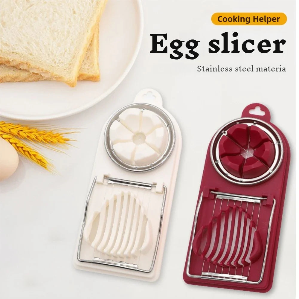 2 In 1 Egg Slicer Multifunctional Stainless Steel Egg Cutter | Kitchen Gadget for Slicing Eggs, Fruits, and Vegetables