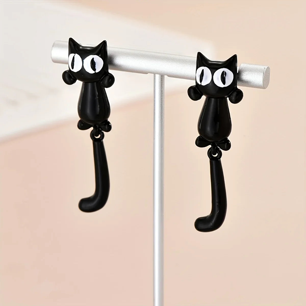 Creative Black Cat Stud Earrings | Punk Style Ear Jacket Set