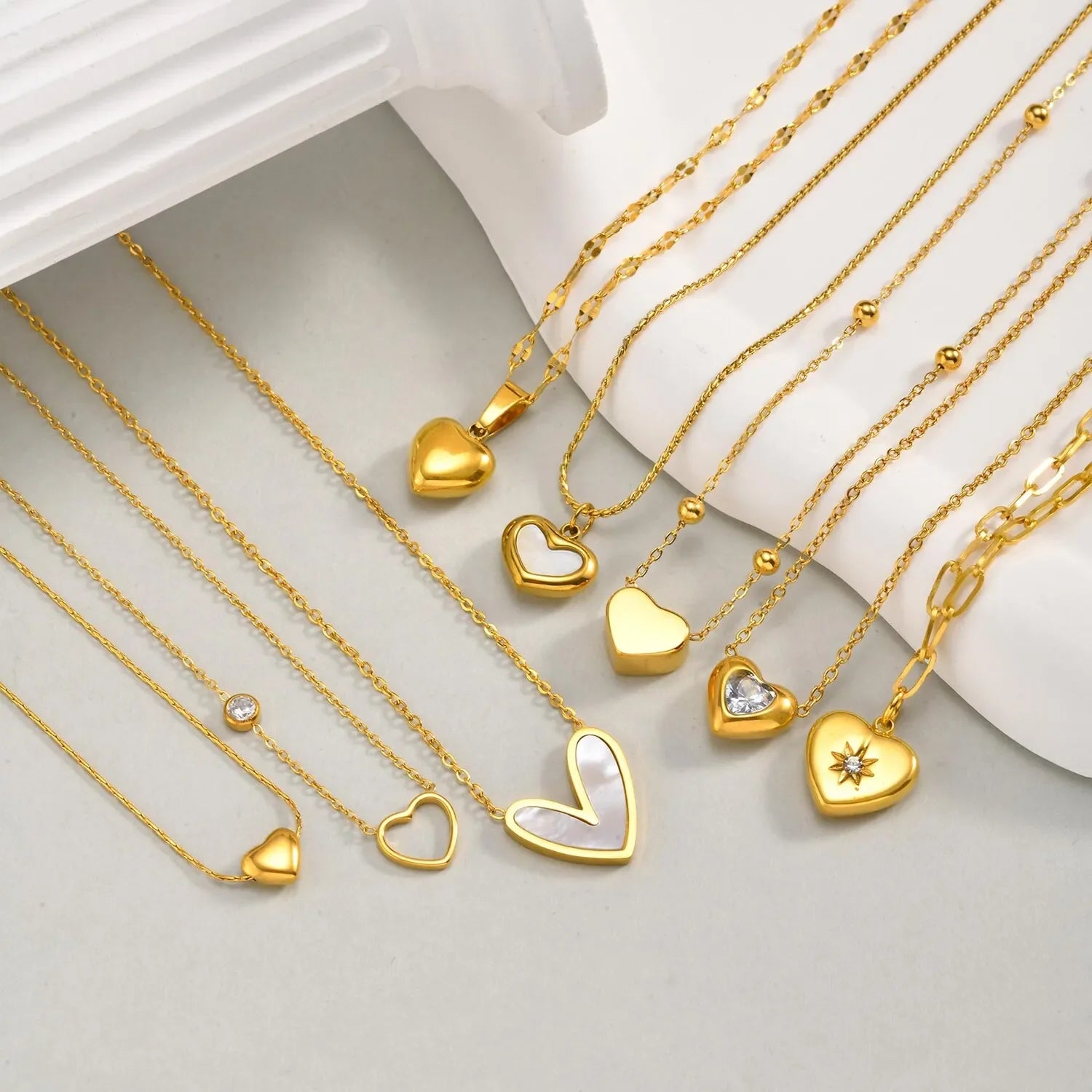 Layered Heart Pendant Necklace | Stainless Steel Minimalist Jewelry for Women