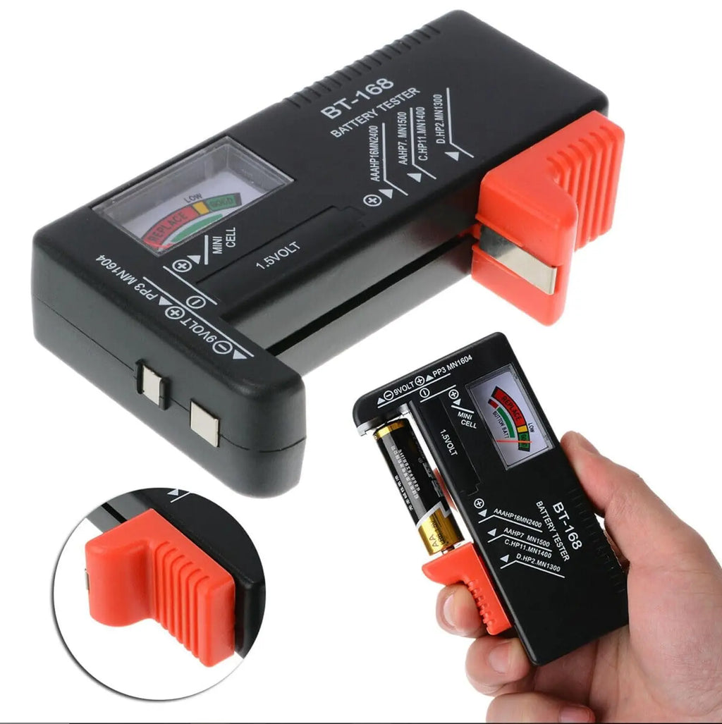 BT-168 Universal Battery Tester | Compact Household Power Meter for AA, AAA, C, D, 9V, and Button Cells