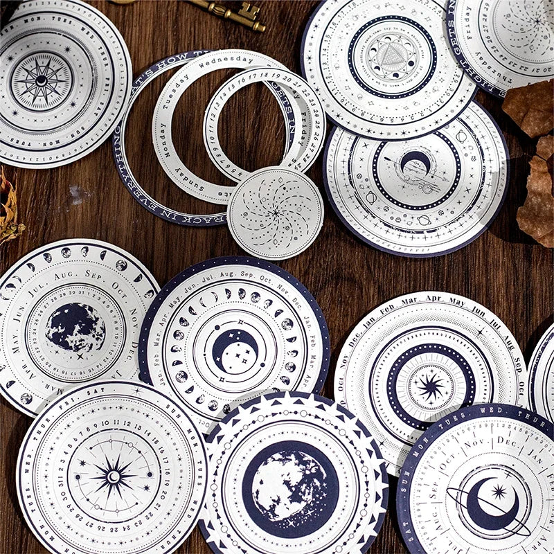 Vintage Round Stickers for Journaling | 24pcs Retro Collage Label Pack