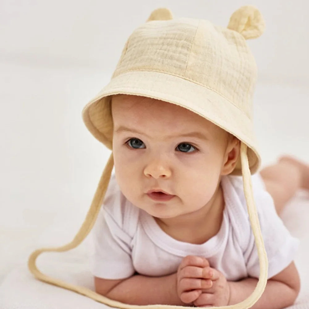Muslin Baby Sun Hat for Newborn | Cotton Bucket Hat for Infant Summer