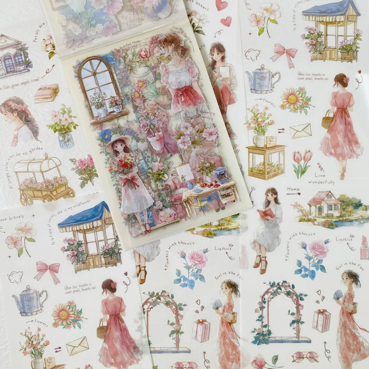 Vintage Character Sticker Set | 20 Sheets Scrapbooking Washi Paper Stickers