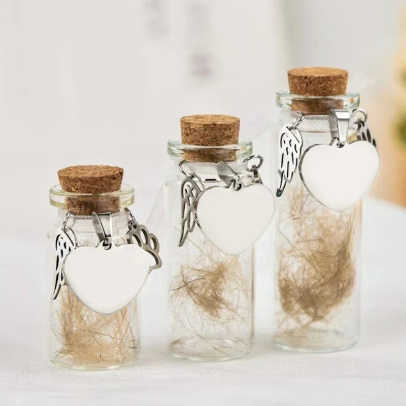 Pet Memorial Bottle for Pet Hair | Dog Cat Fur Keepsake with 3 Silver Accessories