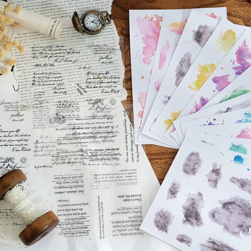 Watercolor Trace Stickers | 10pcs Romance of Watercolor DIY Journal Pack