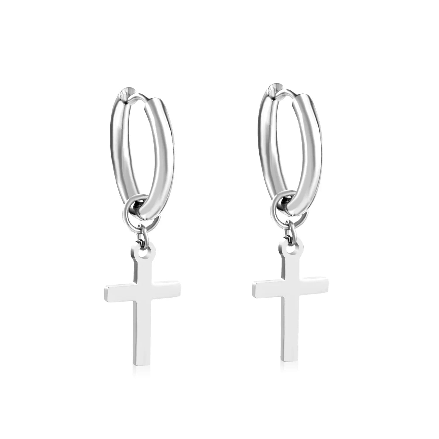 LUXUSTEEL Stainless Steel Cross Hoop Earrings | Colorful Fashion Jewelry for Women