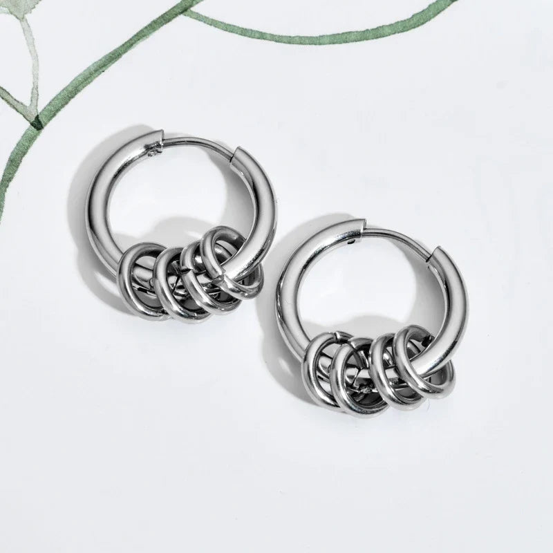 Gothic Stainless Steel Hoop Earrings | Unisex Dragon Punk Jewelry
