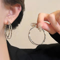 Oversize Gold Plated Hoop Earrings | Simple Thick Round Circle Stainless Steel Hoops for Women