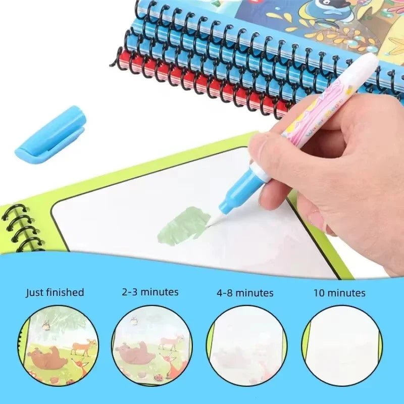 1PC Children Drawing Coloring Books Magic Water Drawing Book for Boys And Girls Gift Animal Cartoon Montessori Diy Painting Toys | Reusable Water Drawing Book