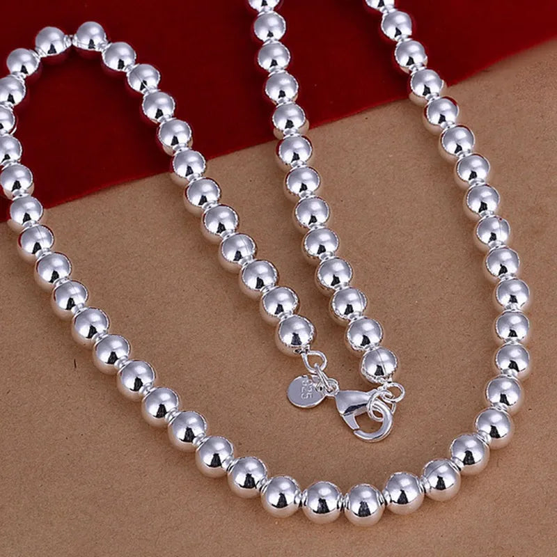 925 Sterling Silver Bead Chain Necklace | Smooth Ball Chain 4MM to 10MM Unisex Jewelry